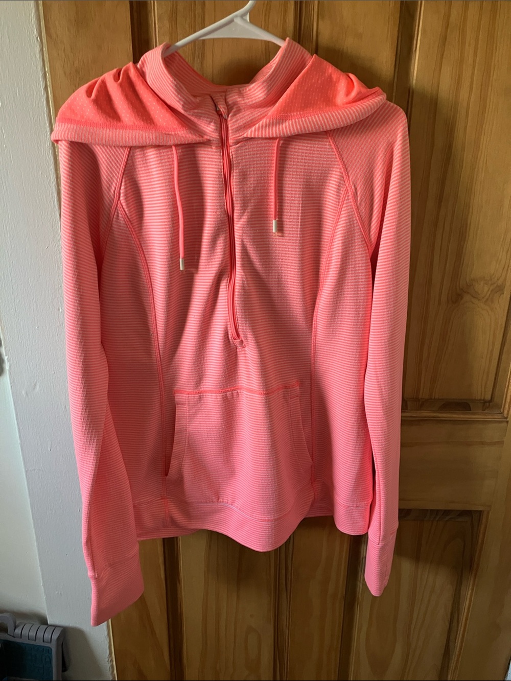 Tangerine Neon Pink Half-Zip Hooded Pullover